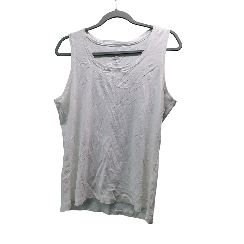 Chico's Cotton Tank Top Size 2 White Basic Scoop Neck Minimalist Z727